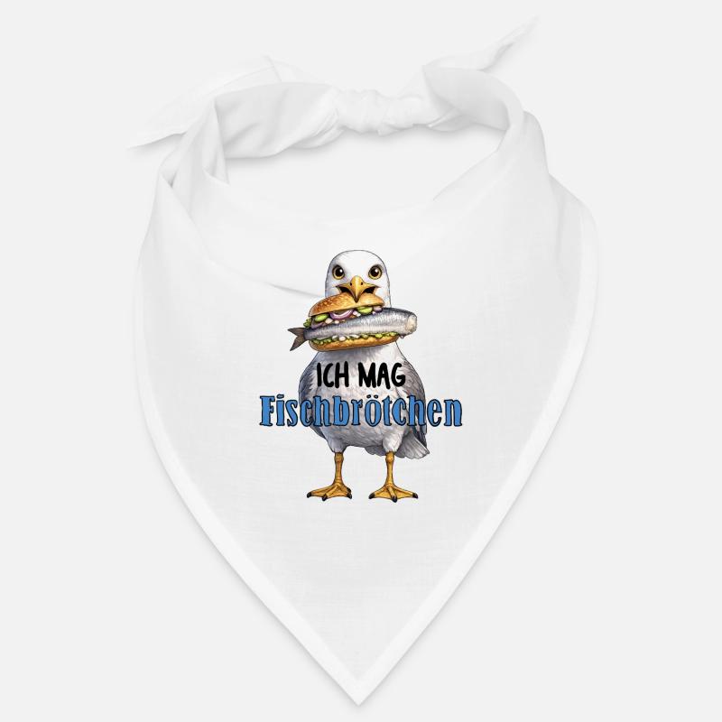 Möwe mit Fischbrötchen Illustration Bandana