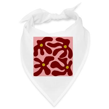 Rote Blumen Organisches Design -V3 - Bandana - Weiß - Vorne