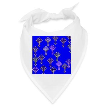 Neonkreuzmuster auf Kobaltblau - Bandana - Weiß - Vorne