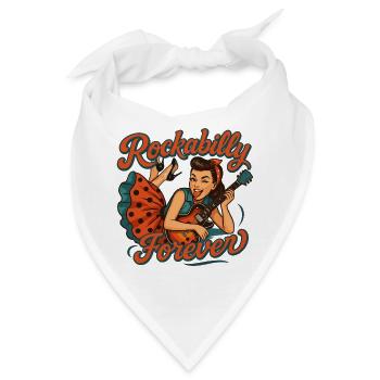 Rockabilly Forever: Rockabella mit E-Gitarre - Bandana - Weiß - Vorne
