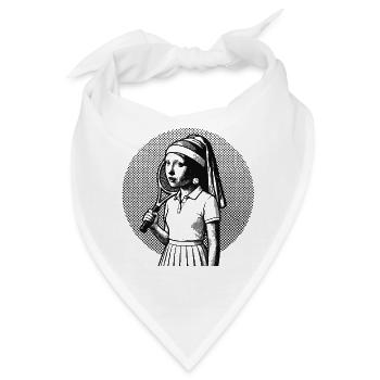 Tennis Art, Mädchen mit Ohrring Shirt, Hoodie, Bag - Bandana - Weiß - Vorne