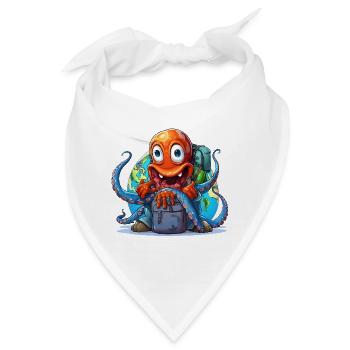 Reise-Oktopus mit Weltkugel - Bandana - Weiß - Vorne