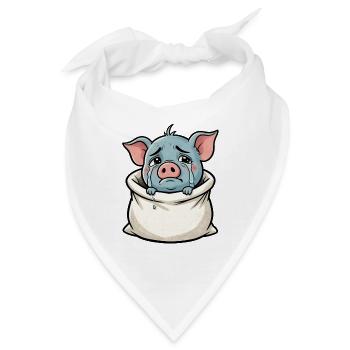 Weinendes Schwein im Sack Illustration - Bandana - Weiß - Vorne