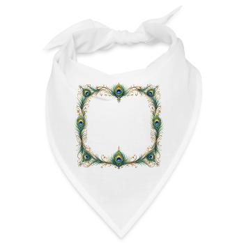 Pfauenfeder Rahmen Ornament Boho Design - Bandana - Weiß - Vorne