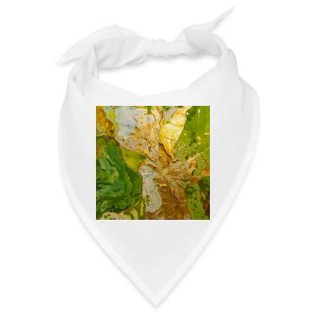 Goldgrüne Abstraktion mit Metalltextur - Bandana - Weiß - Vorne