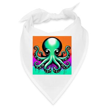 Krake - Bandana - Weiß - Vorne