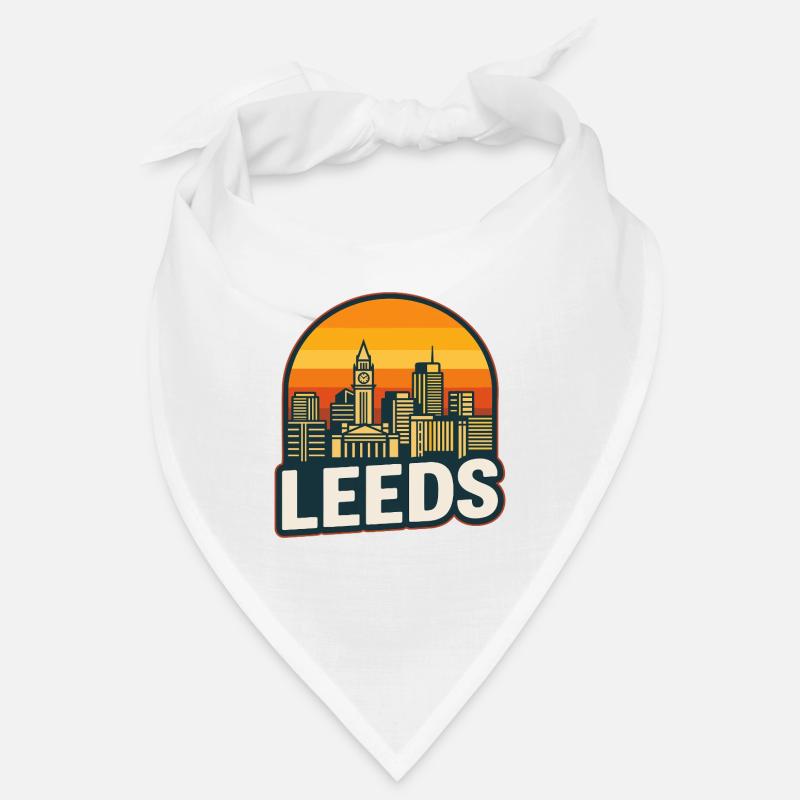 Design rétro rétro de coucher de soleil de Leeds Skyline Bandana