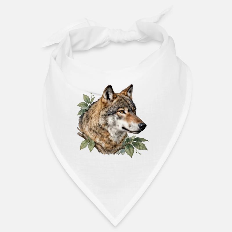 Wolf surrounded by foliage Bandana