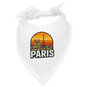 Paris Skyline Retro Sonnenuntergangskunst Eiffelturm - Bandana - Weiß - Vorne
