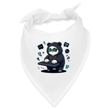 Panda Hacker im Neon-Hoodie - Bandana - Weiß - Vorne