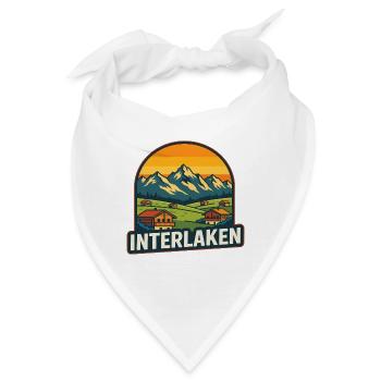 Interlaken Schweiz Retro Sonnenuntergangs-Bergkunst - Bandana - Weiß - Vorne