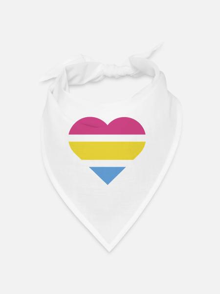 Pride Flag Heart · Pansexual - Bandana - white