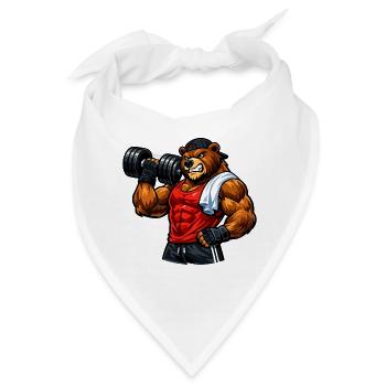 Kraftbär im Fitnessgym - Bandana - Weiß - Vorne