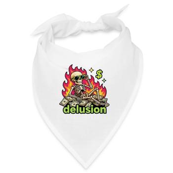 Flammende Dollar Skelett-Wahnvorstellung - Bandana - Weiß - Vorne