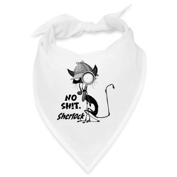 'No Shit, Sherlock' Black Cat Humor-Meme - Bandana - Weiß - Vorne