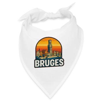 Brügge Belgien Retro Sonnenuntergang Skyline Vintage - Bandana - Weiß - Vorne