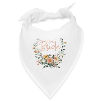 Team Bride! Boho Blumen Bouquet, personalisierbar - Bandana - Weiß - Vorne
