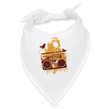 Frutiger Metro – Orange Boom Box – Frauenporträt - Bandana - Weiß - Vorne