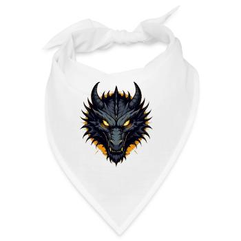 Schwarzer Drache Drachenkopf - Bandana - Weiß - Vorne