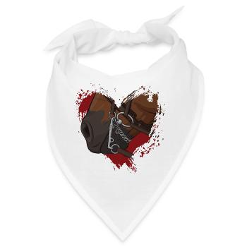 Das Maul eines Pferdes mit einem Gebiss und einem Herzen - Bandana - Weiß - Vorne