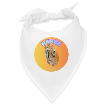 Singende Katze und Peace Mic #LouLou - Bandana - Weiß - Vorne