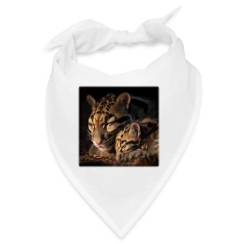 Nebelparder mit Jungtier Liebevolles Wildkatzen - Bandana - Weiß - Vorne