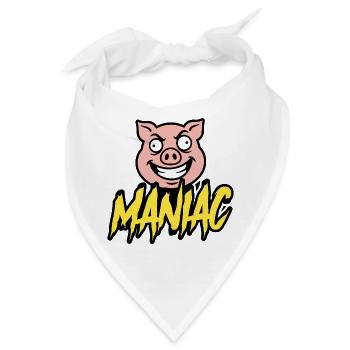 Maniac Crazy Pig Lustiges Maskottchen-Design - Bandana - Weiß - Vorne