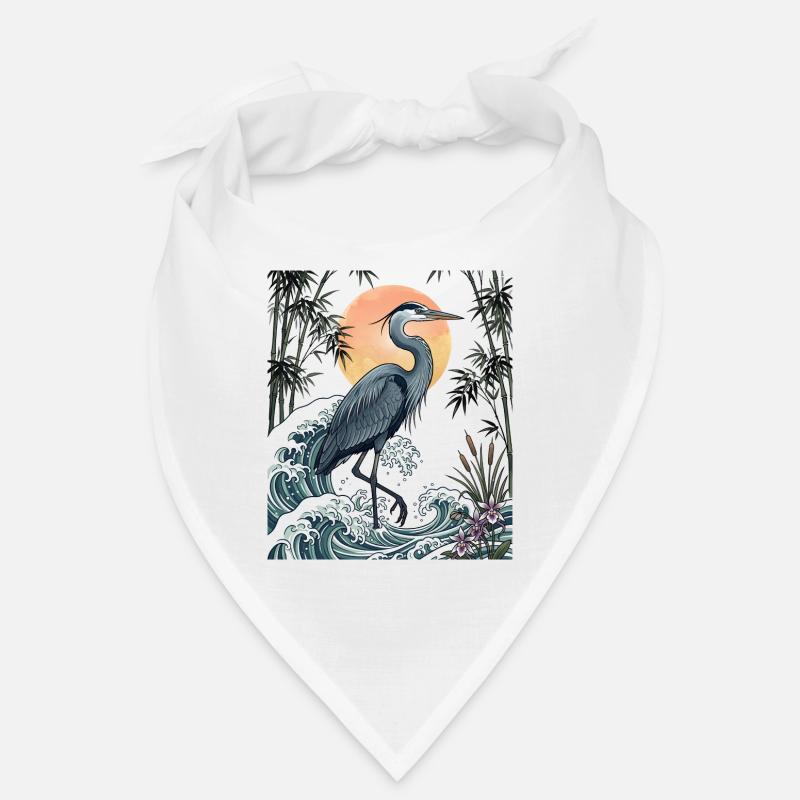 Große Blaureiher Great Wave Küstentierkunst Bandana