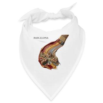 Barcelona im Farbwirbel - Bandana - Weiß - Vorne
