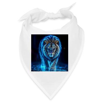 Neonblaue Löwen-Aura - Bandana - Weiß - Vorne