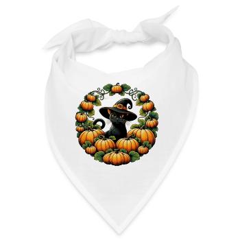 Kürbiskreis-Hexenkatze - Bandana - Weiß - Vorne
