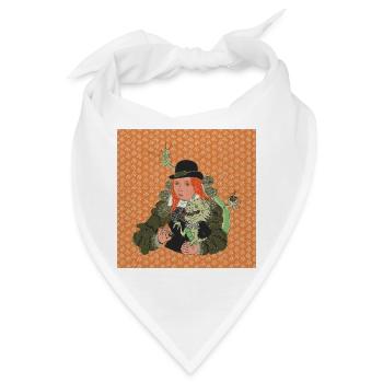 Barocke Lady mit Drache Humorvolles Fantasy Design - Bandana - Weiß - Vorne