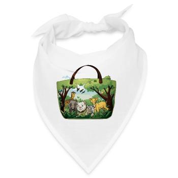 Jungle-Tierwelt Stofftasche - Bandana - Weiß - Vorne