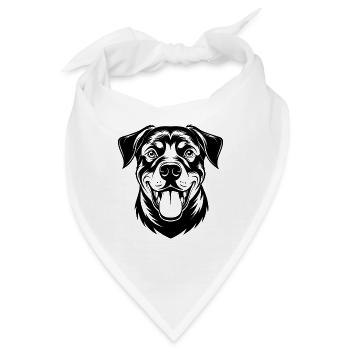 Glückliches Rottweiler-Rotti-Kopfporträt - Bandana - Weiß - Vorne