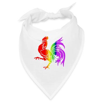 Bunter Regenbogenhahn - Bandana - Weiß - Vorne