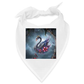 Himmlischer Blumenschwan - Bandana - Weiß - Vorne