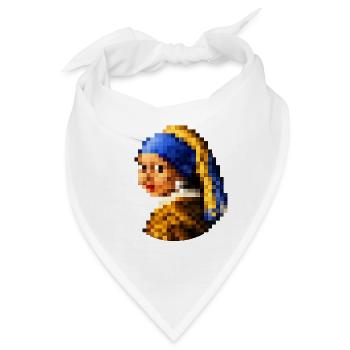 Das Mädchen mit dem pixeligen Perlenohrring - Bandana - Weiß - Vorne