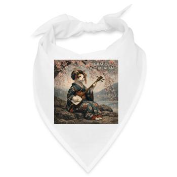 Japanisches Neko-Geiko-Design - Bandana - Weiß - Vorne