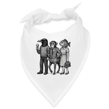 Surreal Animal Family in formeller Kleidung - Bandana - Weiß - Vorne