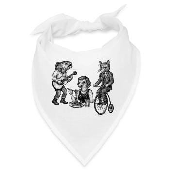 Verspieltes Tiertrio-Parade - Bandana - Weiß - Vorne