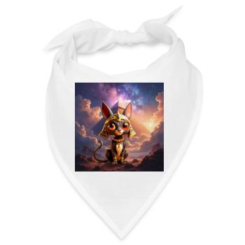 Pharao-Katze vor der Pyramide - Bandana - Weiß - Vorne