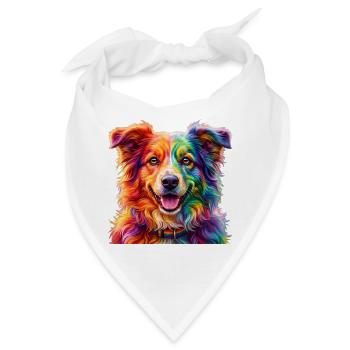 Regenbogenhund / Hund in Regenbogenfarben - Bandana - Weiß - Vorne