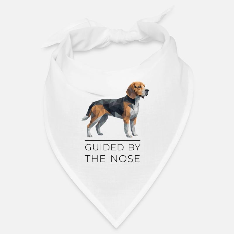 Beagle Low-Poly Art - Guided by the nose - Bandana - Weiß