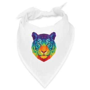 Neonblaues geometrisches Tigerkopf-Pop-Art - Bandana - Weiß - Vorne