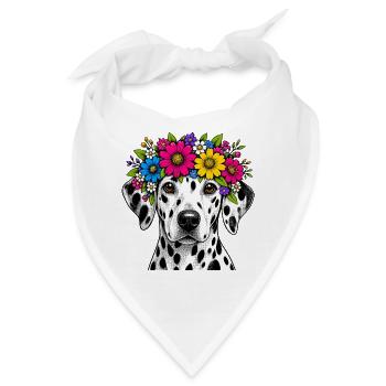 Dalmatiner mit Blumenkranz - Bandana - Weiß - Vorne