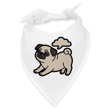 Pupsender Mops Hund Lustig - Bandana - Weiß - Vorne