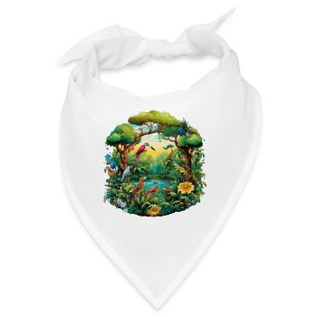 Vibrante Dschungel Vogelparade - Bandana - Weiß - Vorne