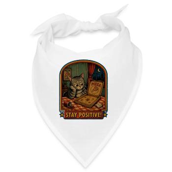 Pizza Abend Katze Stay Positive - Bandana - Weiß - Vorne