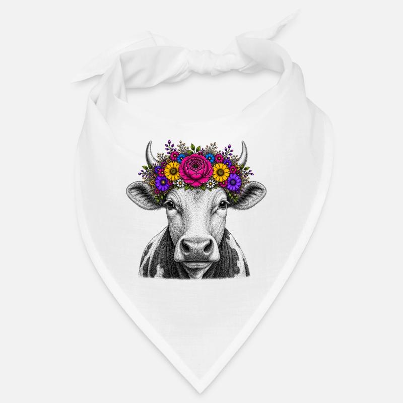 Kuh mit Blumenkrone Bandana