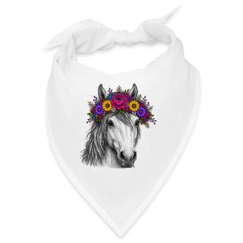 Pferd mit Blumenkranz - Bandana - Weiß - Vorne